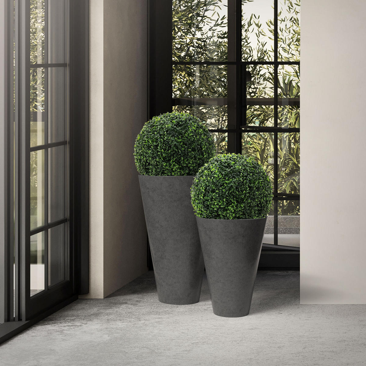 UMĚLÁ ZIMOLEZOVÁ KOULE, sada 2 ks, velká Ø 45 cm, zelená, z plastu - zelená barva, textil/plast (35cm) - ML-DESIGN