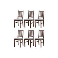 STUHL Bos 1 (6er Set) - Silberfarben/Nussbaumfarben, Holz (43/94/40cm) - Leaf Design