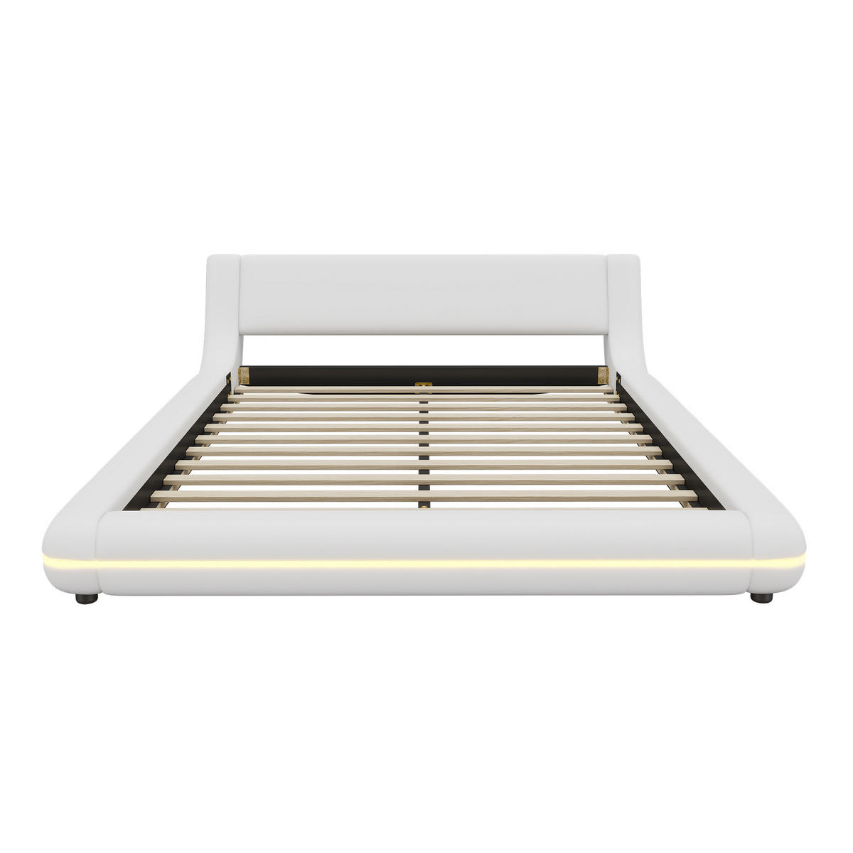 POLSTERBETT 140/200 cm DE-04601, mit LED-Umgebungslicht in Weiß - Weiß, Holzwerkstoff (140/200cm) - ComfortXL