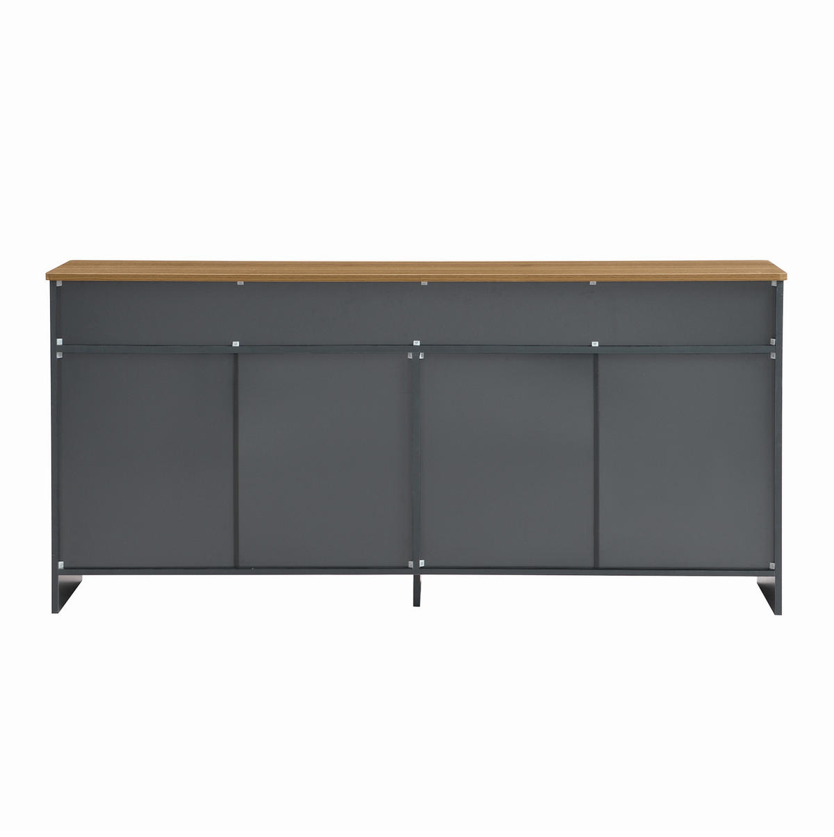 SIDEBOARD 160/37/75 cm grauschwarz aus MDF mit 3 Schubladen - Schwarz, Holzwerkstoff (160/75/37cm) - OKWISH