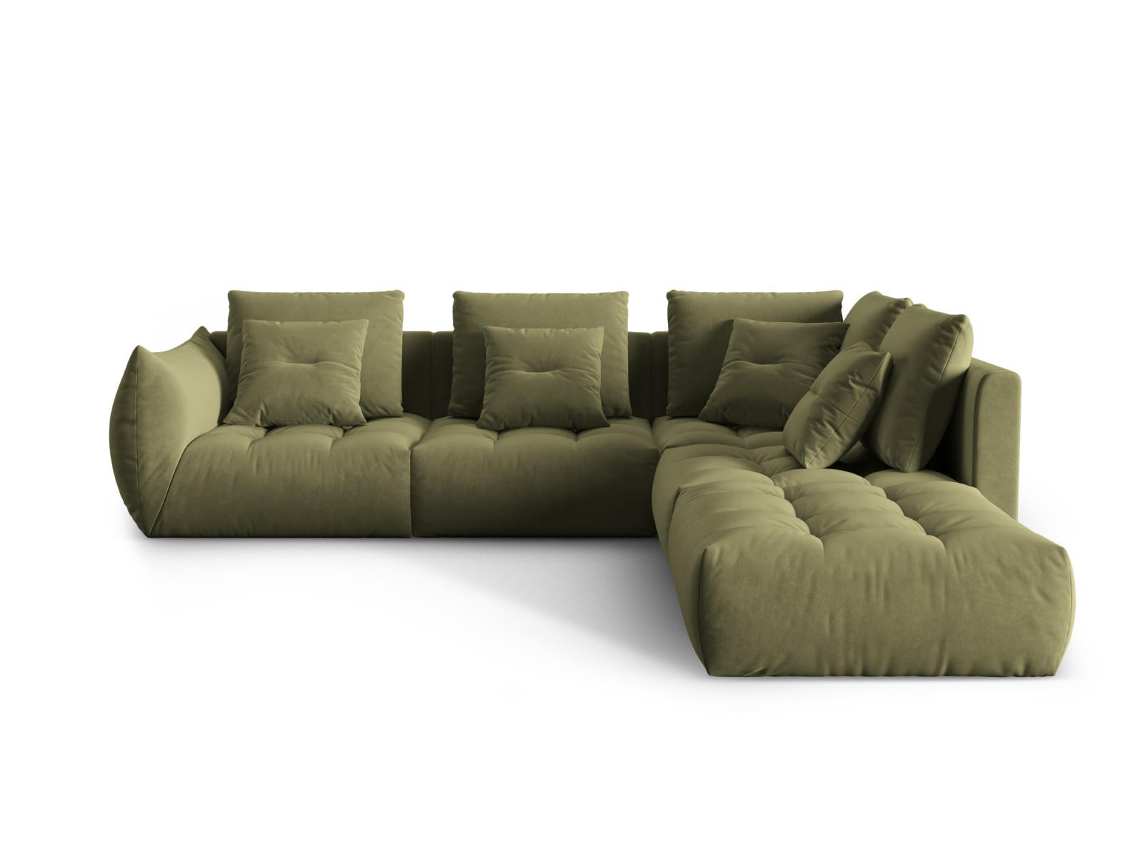 ECKSOFA modular rechts Bloom aus Samt hellgrün 4 Sitzplätze - Hellgrün, Textil (310/316cm) - Micadoni