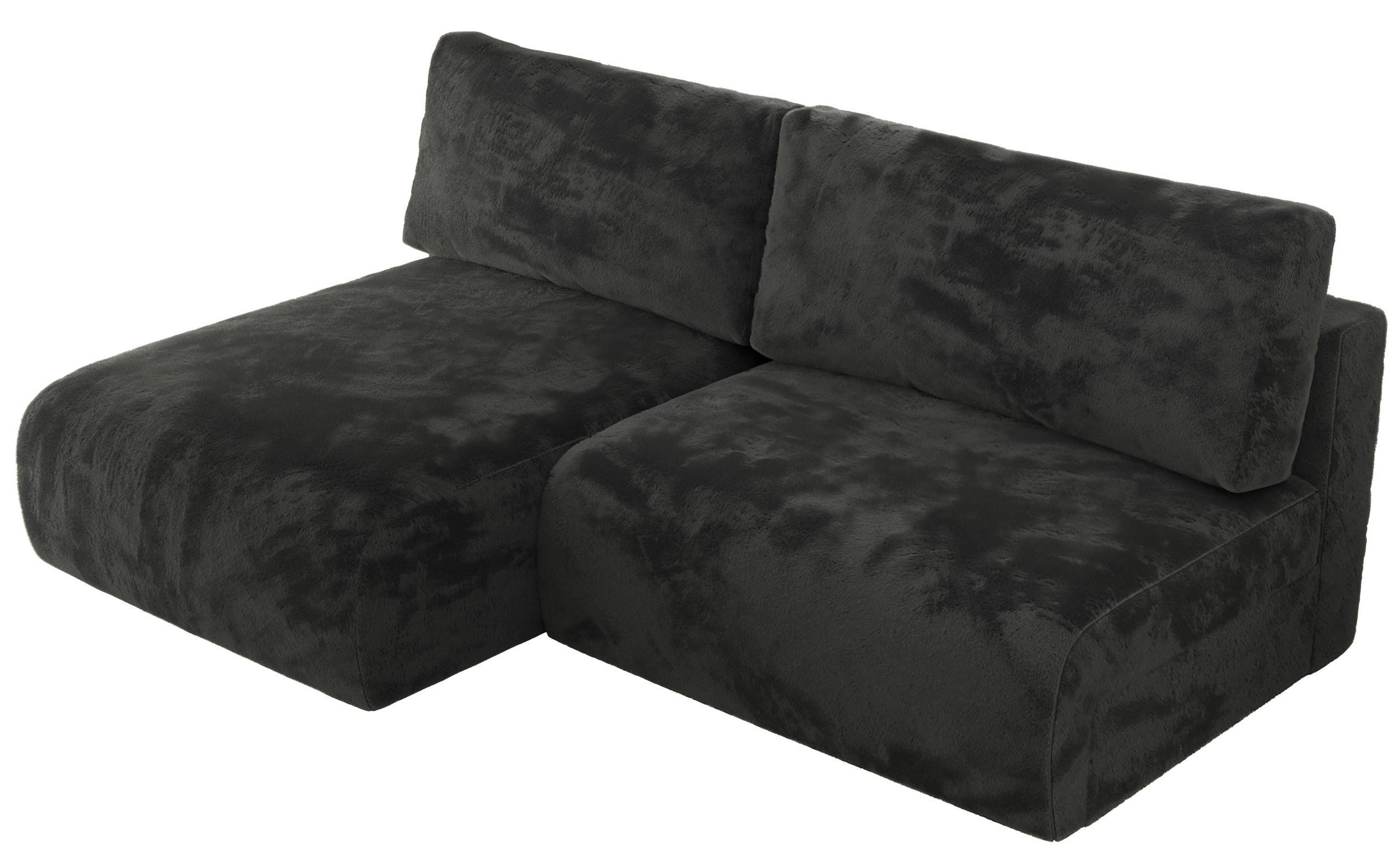 ECKSCHLAFSOFA VIVO L Dunkelgrau Plüsch - links - Dunkelgrau/Schwarz, Kunststoff/Textil (223/150cm) - MKS