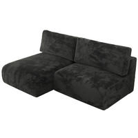 ECKSCHLAFSOFA VIVO L Dunkelgrau Plüsch - links - Dunkelgrau/Schwarz, Kunststoff/Textil (223/150cm) - MKS