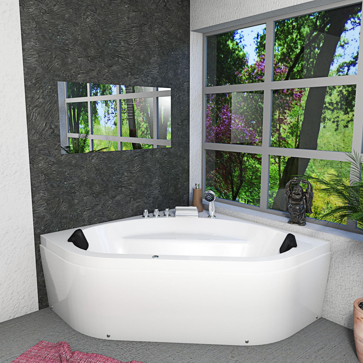 WHIRLPOOL Pool Badewanne Eckwanne W20-TH 140x140cm - Weiß, Glas/Kunststoff (140/55/140cm) - AcquaVapore by Sandra Jentho