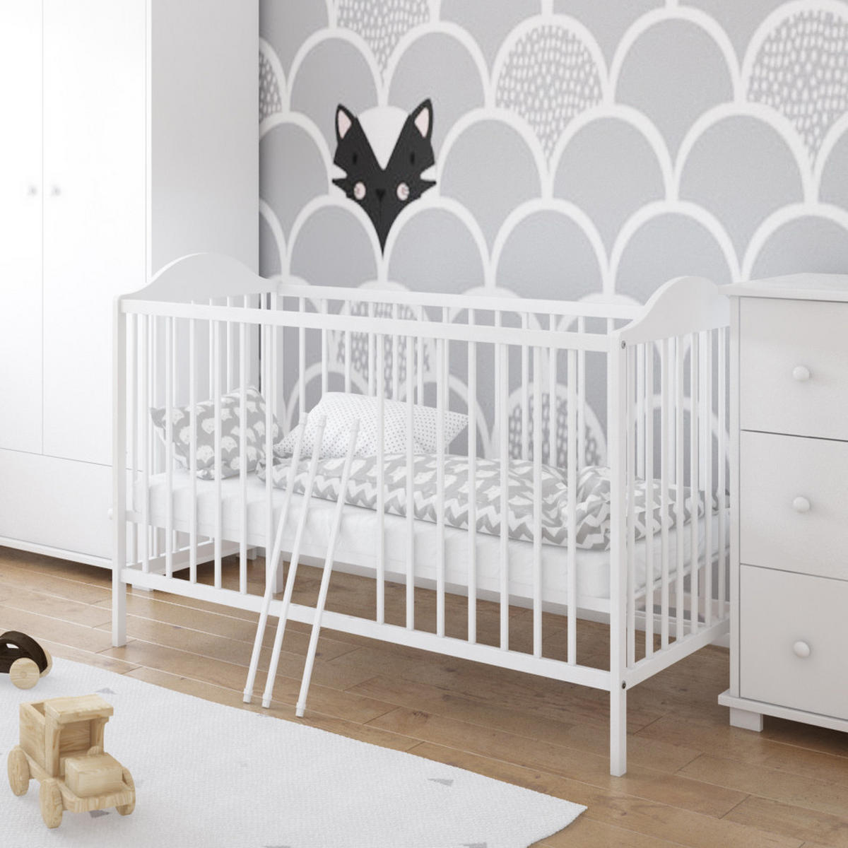 BABYBETT 60x120 cm in weiß - Weiß, Holzwerkstoff (60/120cm) - Kids Collective