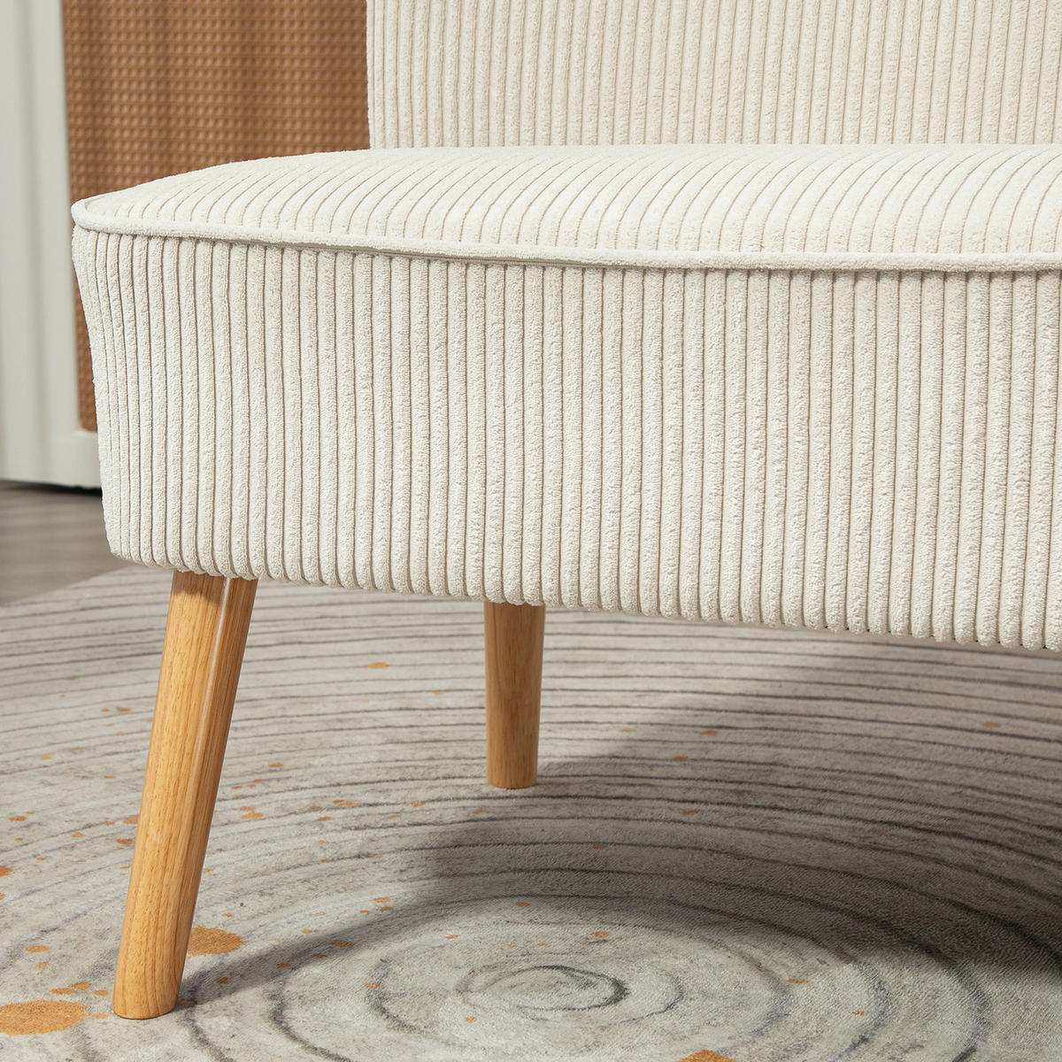 SOFA 2 Sitzer modern Couch ohne Armlehne Polstersofa mit Cord-Optik Cremeweiß - Beige, Textil (56.5/77/117cm) - HOMCOM