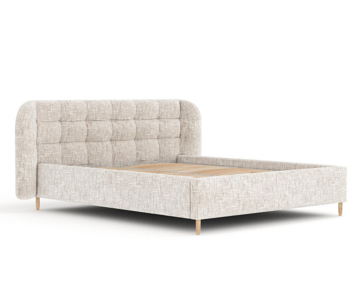 POLSTERBETT Nuno Creme 140/200 cm im Chenille-Stoff - Creme/Naturfarben, Holz/Holzwerkstoff (140/200cm) - Maison de Reve