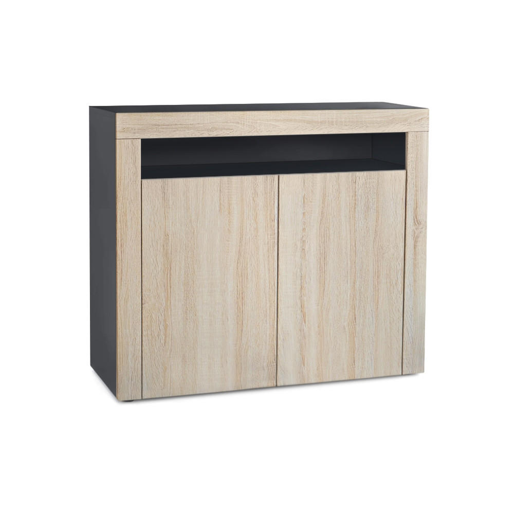 KOMMODE Valencia Eiche sägerau / Eiche sägerau - Eiche San Remo, Holzwerkstoff (108/92/40cm) - Vladon