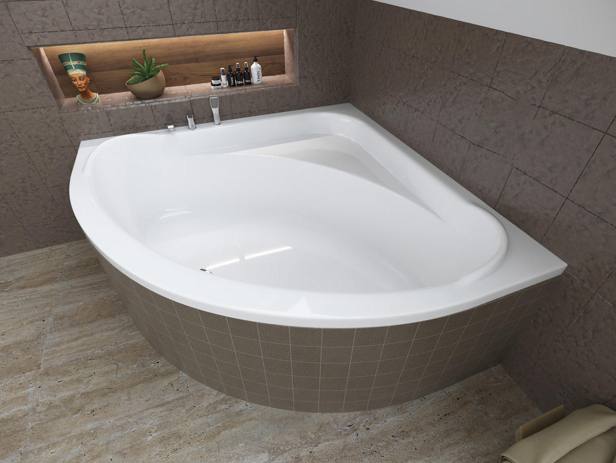 BADEWANNE Eckwanne STANDARD 150/150 Ablauf & Füße - Weiß, Kunststoff (150/62/150cm) - bad land