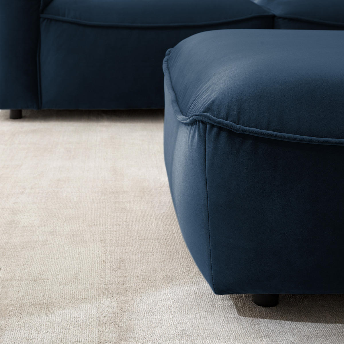 POLSTERHOCKER - Schwarz/Dunkelblau, Kunststoff/Textil (99/40/82cm) - home24