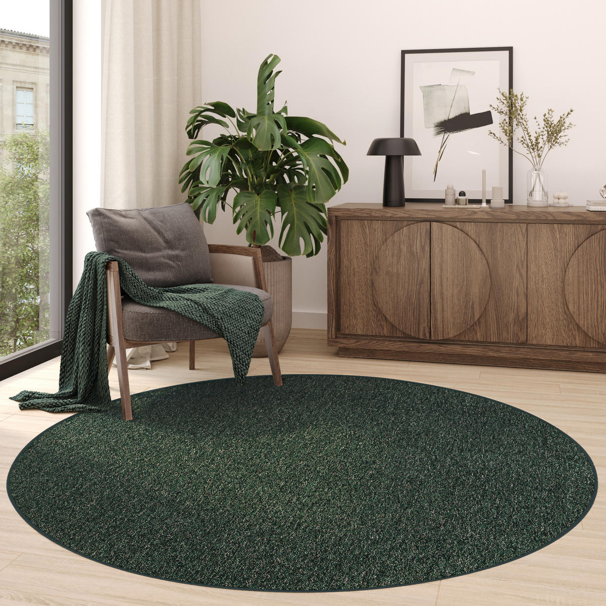 TEPPICH NIZZA Grün, rund 80/80 cm - Grün, Textil (80/80cm) - Tapiso