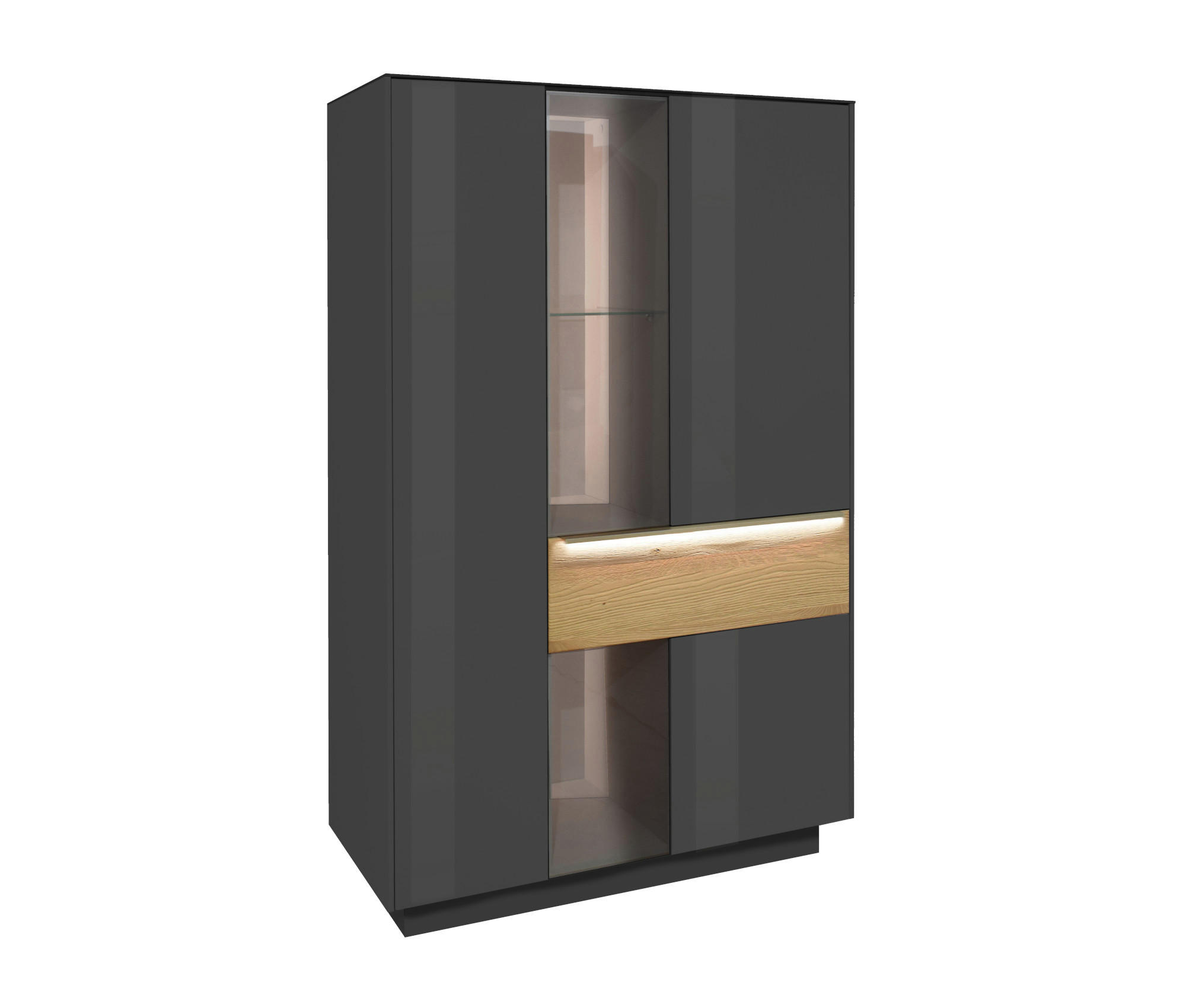 HIGHBOARD Nova Anthrazit und Eiche - Grau, Holzwerkstoff (96/151/42cm)