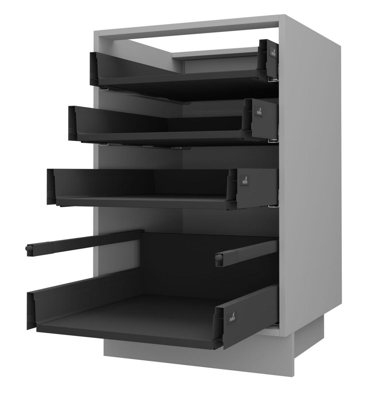 SCHUBLADENUNTERSCHRANK Brerra D4A/40 Korpus grau / Front RAL 3002 karminrot Hochglanz 40 / 50 / 82 cm - Rot/Grau, Holz/Holzwerkstoff (40/82/50cm) - Feldmann-Wohnen