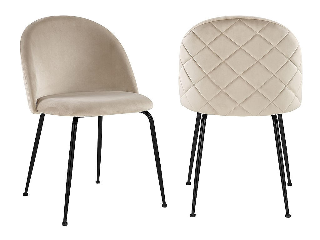 STUHL - 50 cmcm x 55 cmcm - Samt, Stoff - Beige - MELBOURNE - Beige, Textil (50/77/55cm) - Vente-Unique