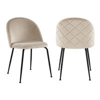 STUHL - 50cm x 55cm - Samt - beige - MELBOURNE - Beige, Textil (50/77/55cm) - Vente-Unique