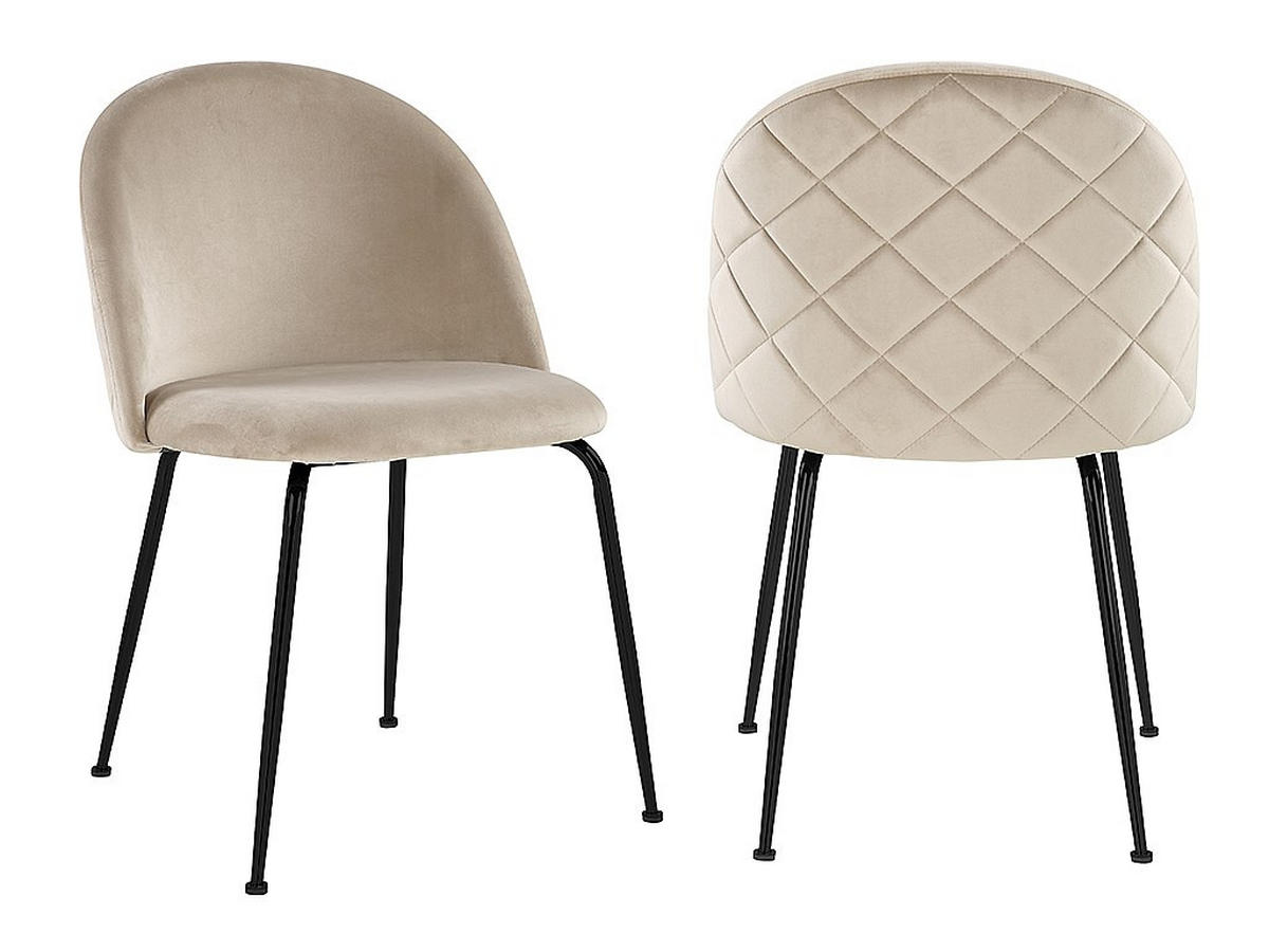 STUHL - 50cm x 55cm - Samt - beige - MELBOURNE - Beige, Textil (50/77/55cm) - Vente-Unique