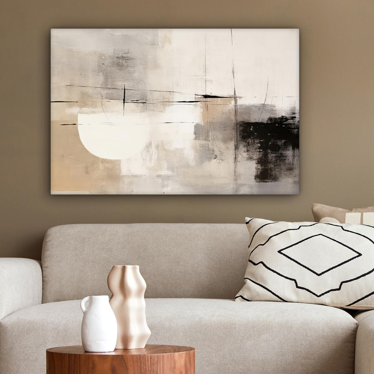 LEINWANDBILD Abstrakt - Kunst - Grau Wanddeko 90x60 cm - Hellgrau, Textil (90/60cm) - MuchoWow