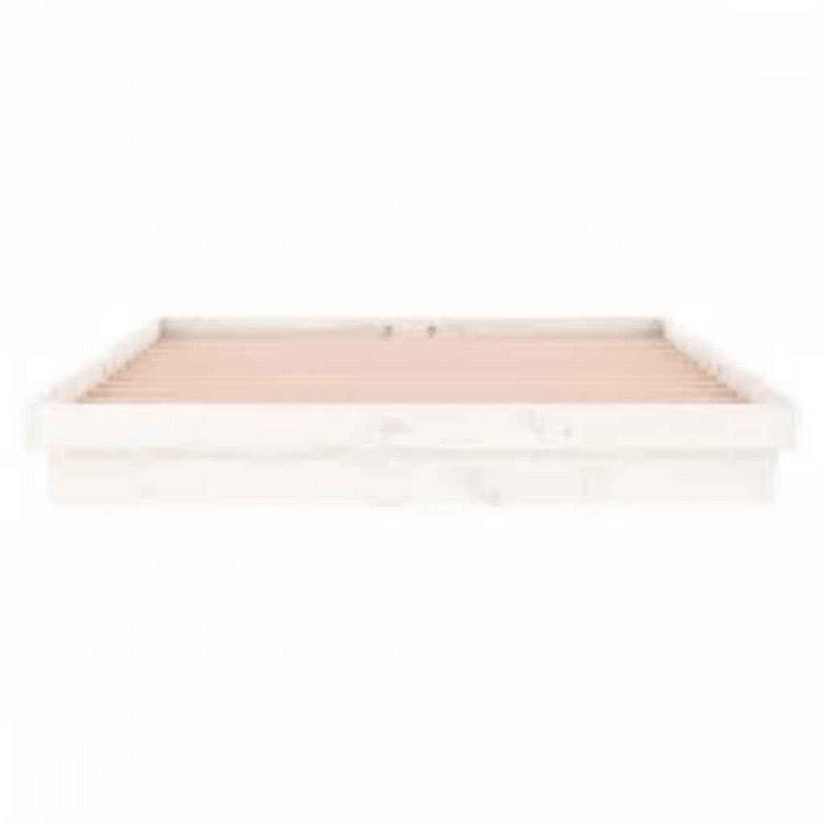 MASSIVHOLZBETT Mit Leds Weiss 160/200 Cm - Weiß, Naturmaterialen (160/200cm) - vidaXL