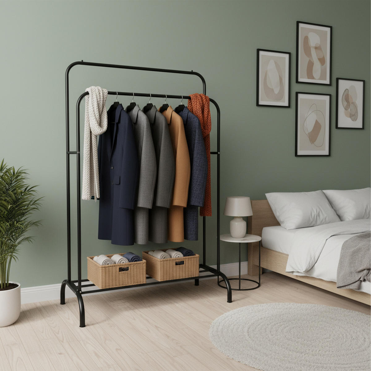 KLEIDERSTÄNDER - Schwarz, Kunststoff/Metall (110/146/56cm) - Relaxdays