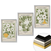 WANDBILDER 3er Set - 40x60 cm Silberner Rahmen - Blumenmuster London Tokio Dublin - Silberfarben, Kunststoff (40/60cm) - ArtPrintCave