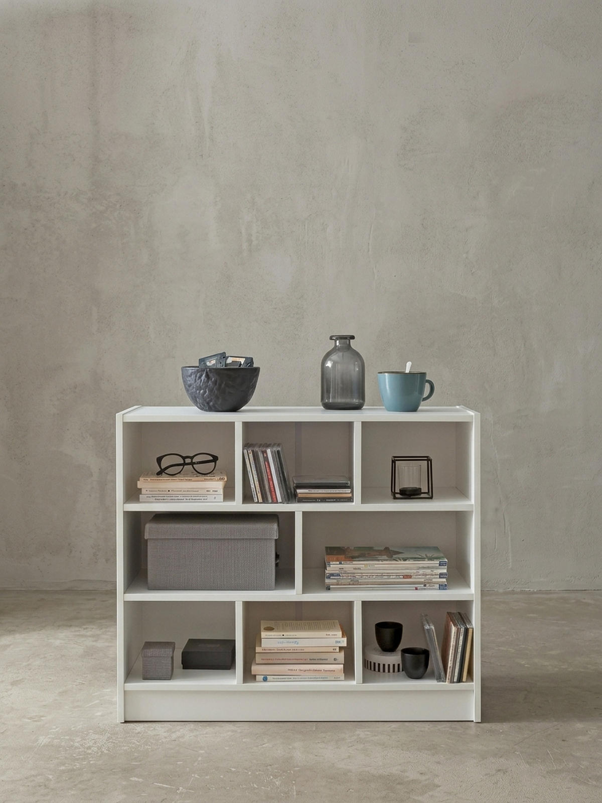 BÜCHERREGAL – Holz, melaminbeschichtet, mit Stauraum, modern - Weiß, Holz (80/69/30cm) - KADIMA DESIGN