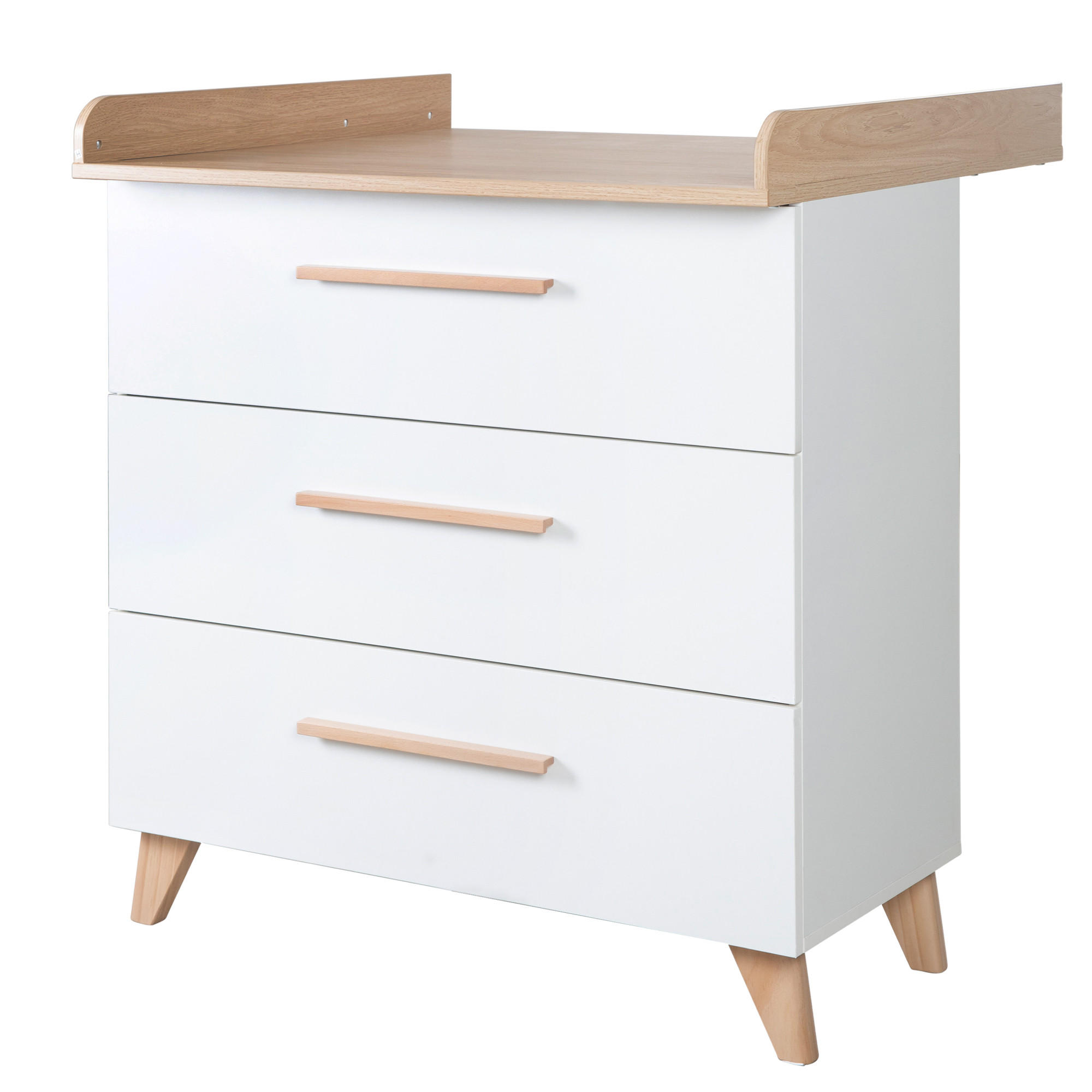 WICKELKOMMODE Leon mit 3 Schubladen - Honigeiche/Weiß, Holz/Holzwerkstoff (89/98/76cm) - Roba