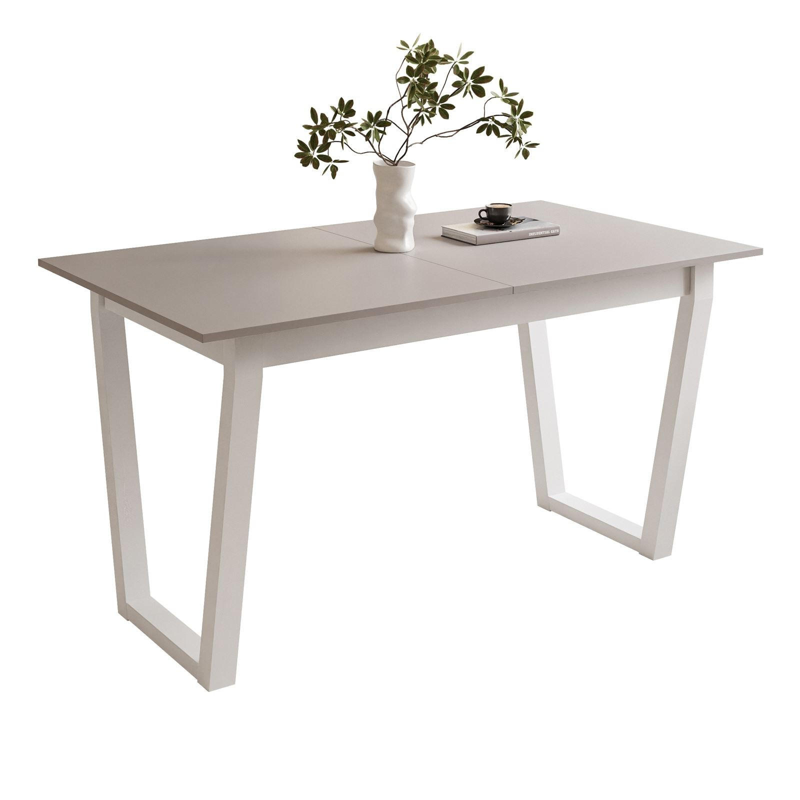 ESSTISCH ARTON II ausziehbarer Tisch 140-195 cm für 6-8 Personen - Beige/Weiß, Holzwerkstoff/Metall (140/80/77cm) - Lookway