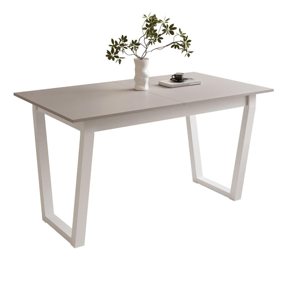 ESSTISCH ARTON II ausziehbarer Tisch 140-195 cm für 6-8 Personen - Beige/Weiß, Holzwerkstoff/Metall (140/80/77cm) - Lookway