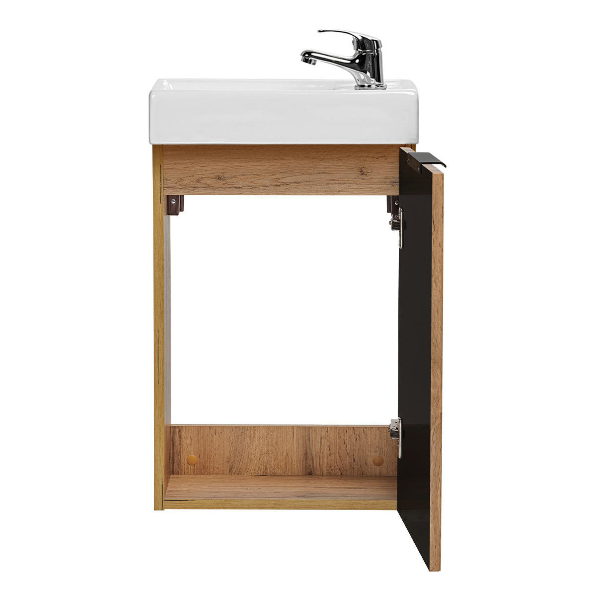 HANDWASCHBECKEN-MÖBEL 40cm Adriel Holz in Eichenoptik - Braun, Holzwerkstoff (40/66/22cm) - Petits-meubles
