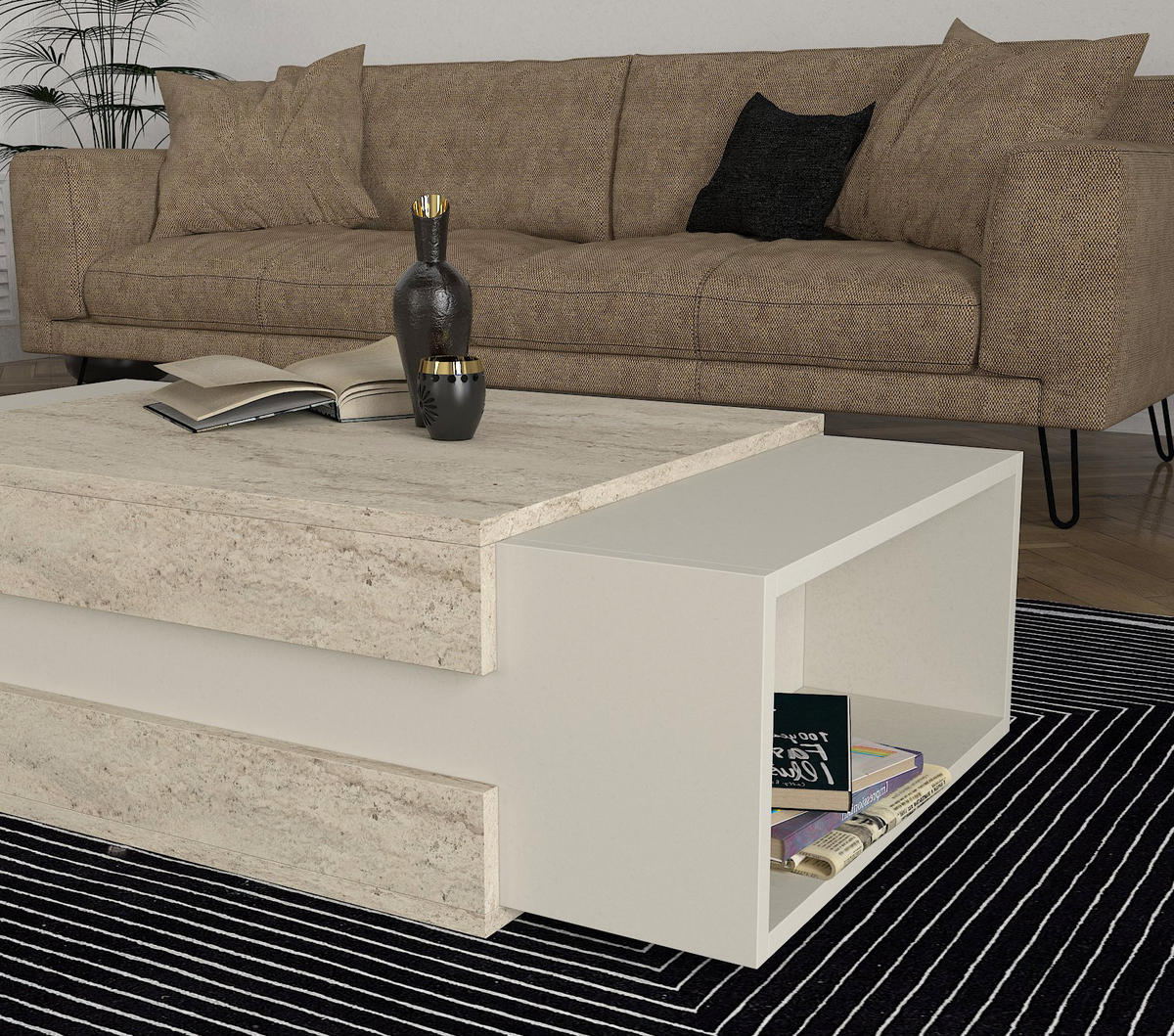 COUCHTISCH Nora Beige Granit Optik - Beige, Holzwerkstoff (31/110/57cm) - moebel17