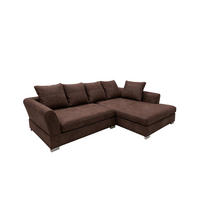 ROHOVÁ SEDAČKA ve tvaru L, potahová tkanina Gobi, Tmavě hnědá, Pravá strana, ANNA - tmavě hnědá, dřevo (290/182cm) - Kaiser Möbel