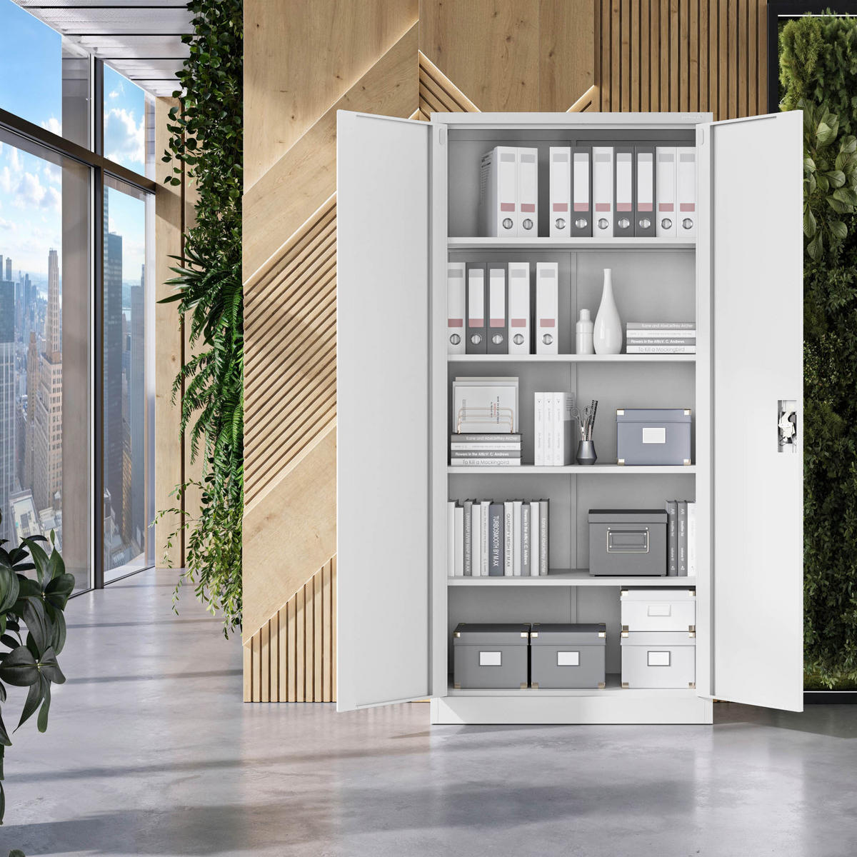 AKTENSCHRANK JAN H - Grau, Metall (90/195/40cm) - Jan Nowak