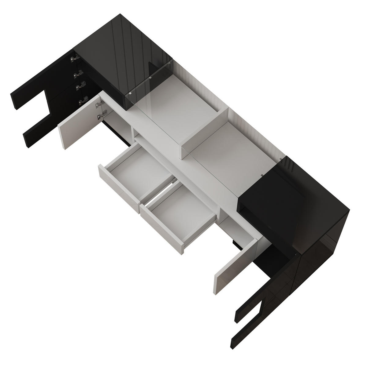 TV-SCHRANK 145/30/51 cm hochglänzend Weiß mit LED-Beleuchtung und Glasoberfläche - Weiß, Holzwerkstoff (145/51/30cm) - OKWISH