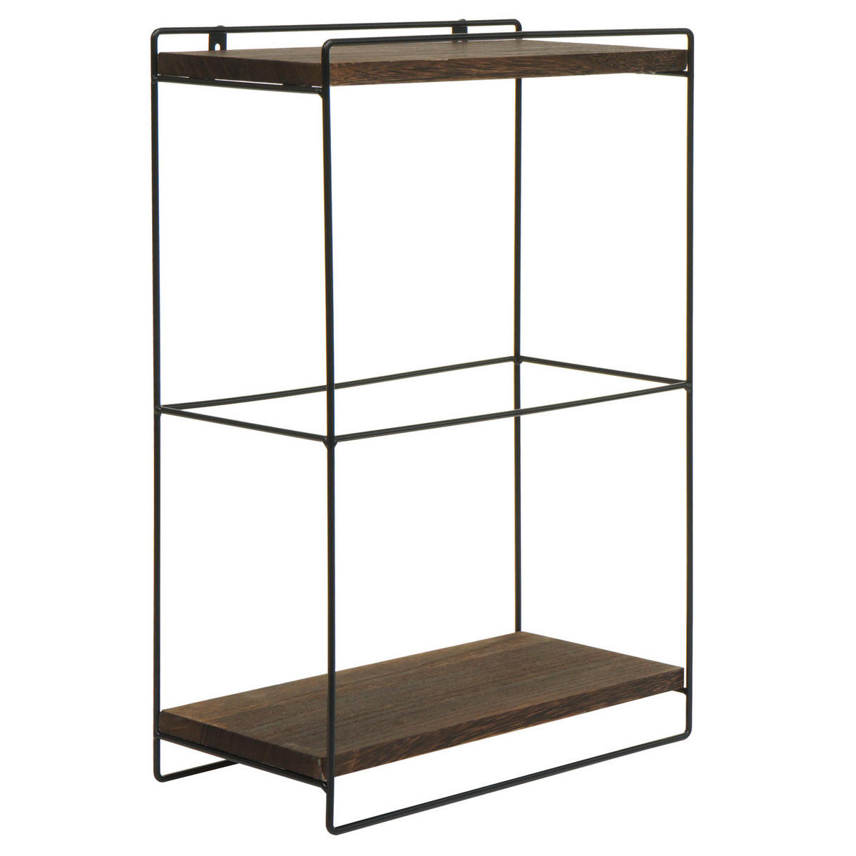 WANDREGAL 50x35x17cm Massiv-Holz Metall Industrial 2 Regalböden Dunkelbraun - Dunkelbraun, Metall (35/50/17cm) - BERLINLODGE