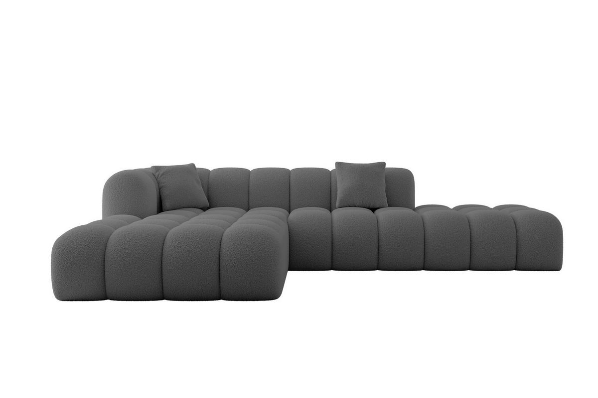 ROHOVÁ SEDACIA OTOMAN s taburetom vľavo OLEA-L2 – 289 x 176 x 71 cm, sivá - olivovozelená/čierna, kompozitné drevo/textil (190/309cm) - ALTDECOR