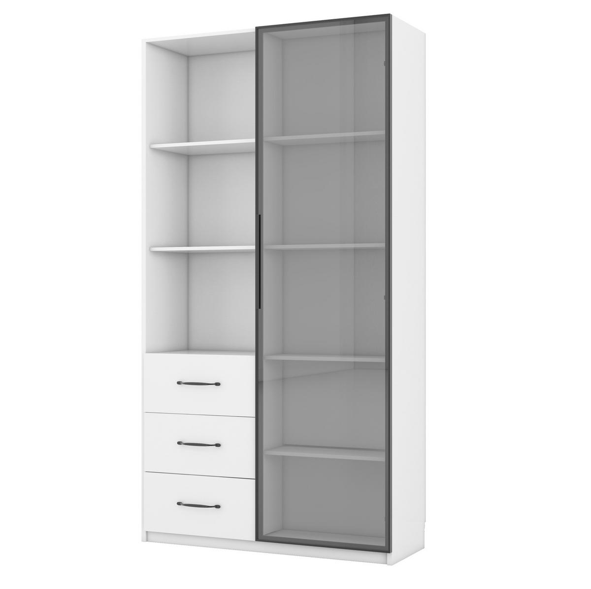 VITRINE 80/40/160 cm aus Spanplatte mit LED-Beleuchtung und Sicherheitsglastür Weiß - Weiß, Holzwerkstoff (80/160/40cm) - Modenvie