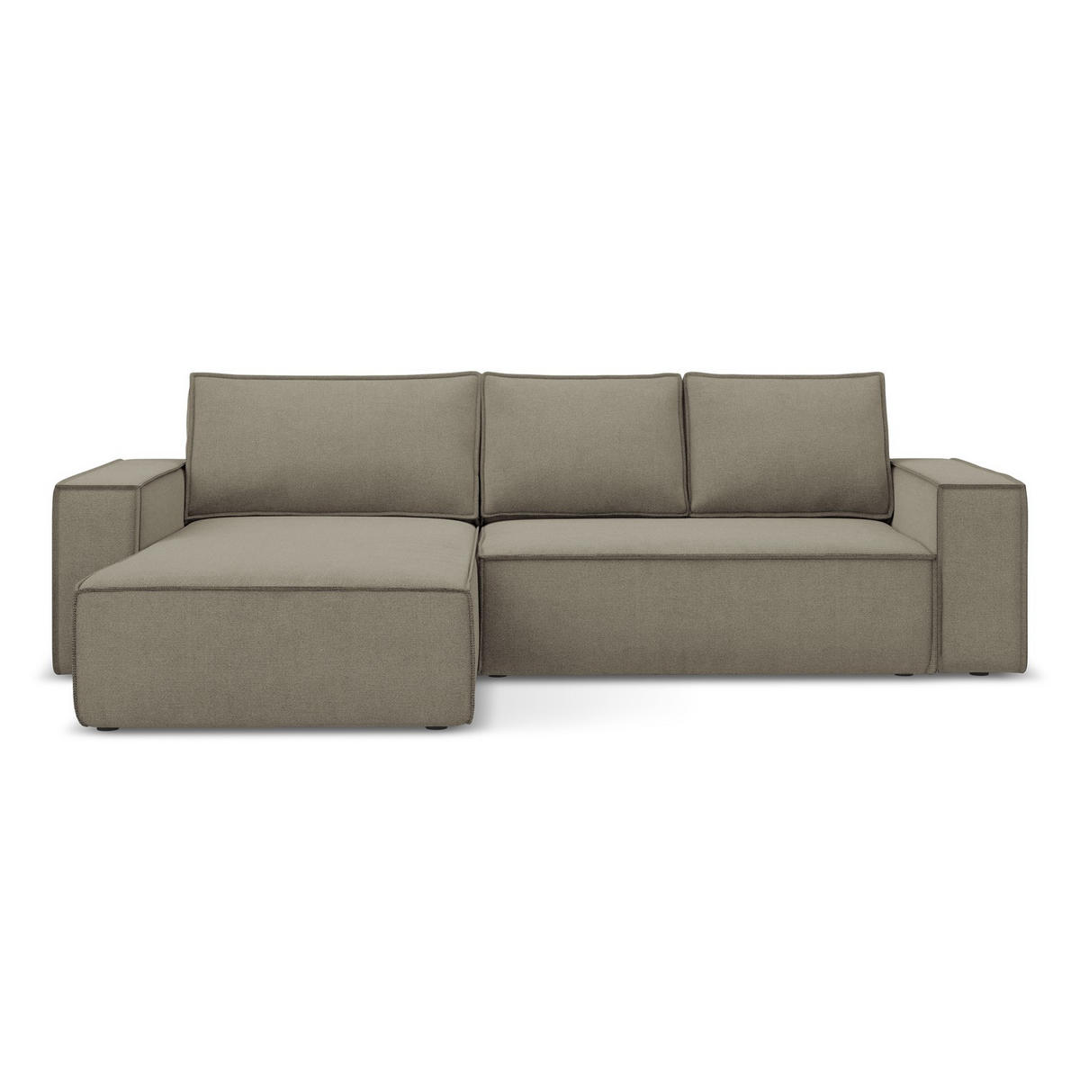 ECKSOFA mit Schlaffunktion Strukturstoff Stoff Beige - Beige/Schwarz, Kunststoff/Textil (185/290cm) - LaMiaSofa