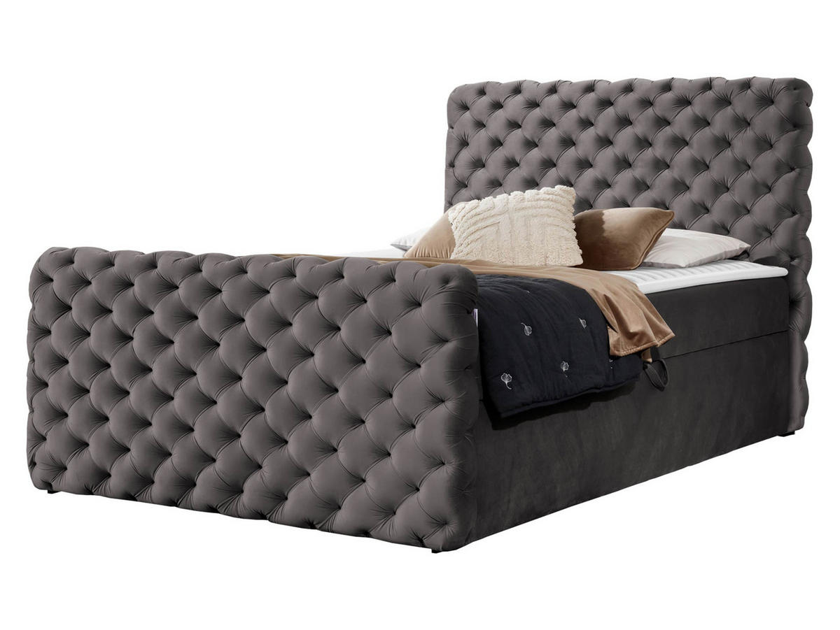 BOXBETT Chesterfield Lux - Braun, Holz (180/200cm) - MIRJAN24