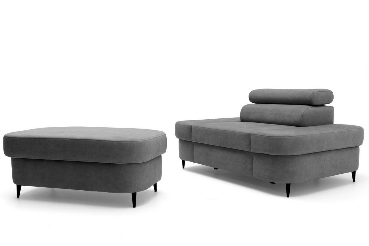 POUF PRIAM 104 x 60 cm Velours Dunkelgrau - Dunkelgrau/Schwarz, Holz/Textil (104/43/60cm) - Muffo