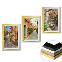 WANDBILDER 3er Set - 20x30 cm Goldrahmen - Straßen, Blumen, italienisches Flair - Goldfarben, Kunststoff (20/30cm) - ArtPrintCave