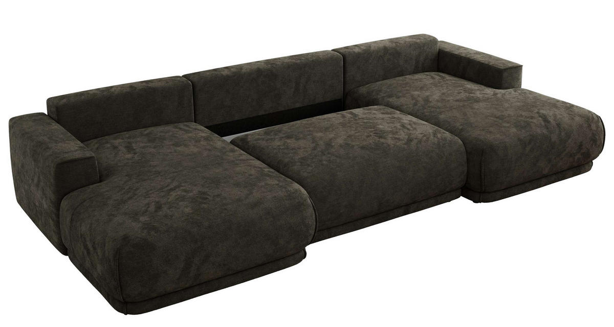 SEDACIA SÚPRAVA RINA U Tmavosivá Hladký ženil - čierna/tmavosivá, textil/plast (360/85/170cm) - MKS