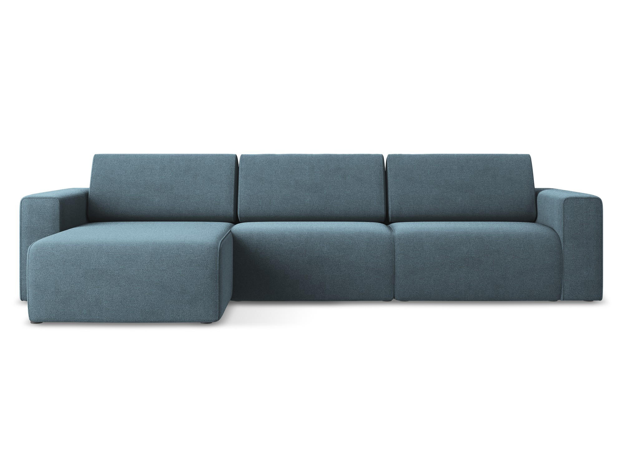 ECKSOFA Links Strukturstoff Stoff Blau - Blau/Schwarz, Kunststoff/Textil (167/314cm) - Makamii