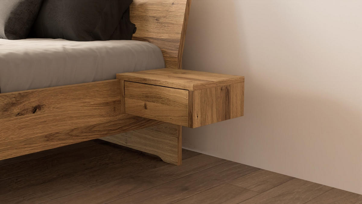 SCHWEBEBETT 140/200 cm aus Wildeiche - Braun, Holz (140/200cm) - MeinMassivholz