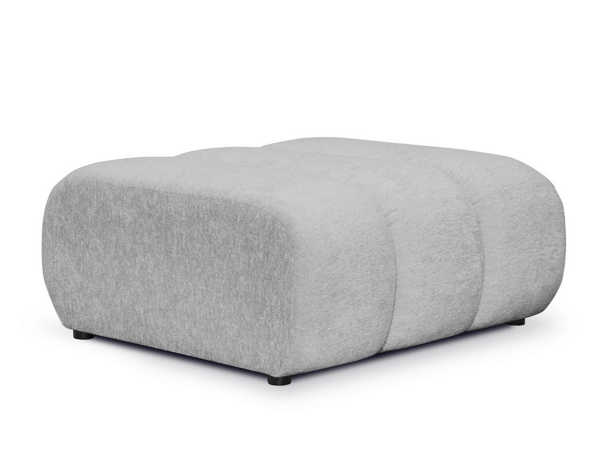 POUF Chenille Stoff Grau - Hellgrau/Schwarz, Holzwerkstoff/Kunststoff (94/40/89cm) - Makamii