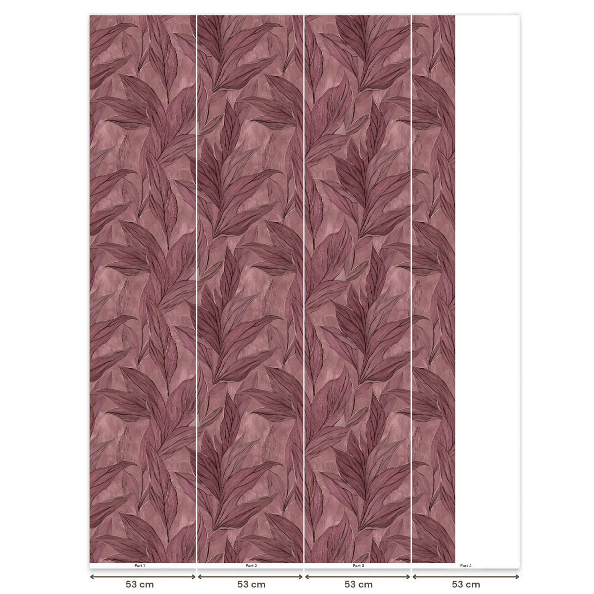 TAPETE - Blätter - Muster - Lila - 180x260 cm - Altrosa, Papier (180/260cm) - OnlyWow