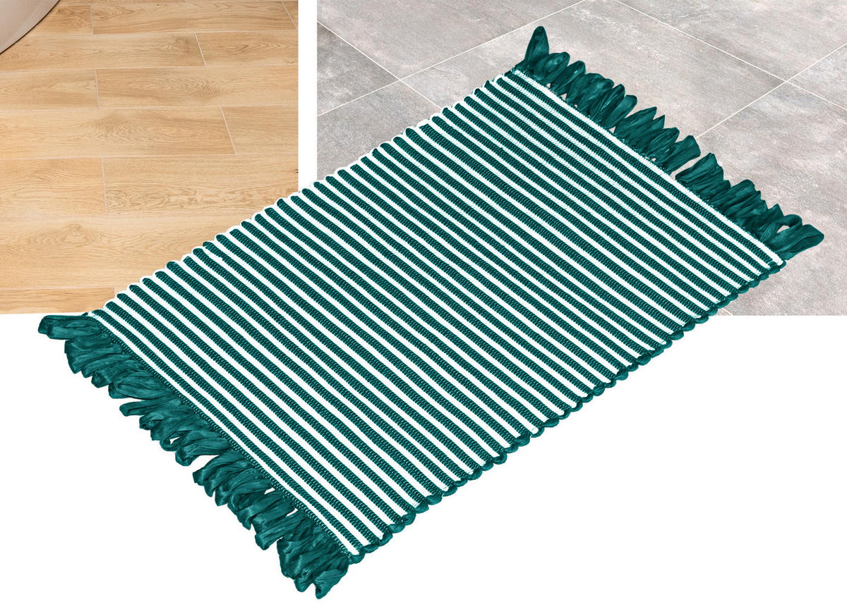 HANDGEWEBTER Läufer 50x70 cm Smaragd - Smaragdgrün, Naturmaterialien/Textil (50/70cm) - Lashuma