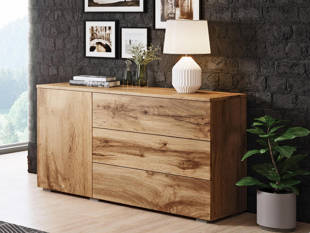 KOMMODE Paris 110 - Eiche Wotan, Holzwerkstoff (111/68/39cm) - MIRJAN24