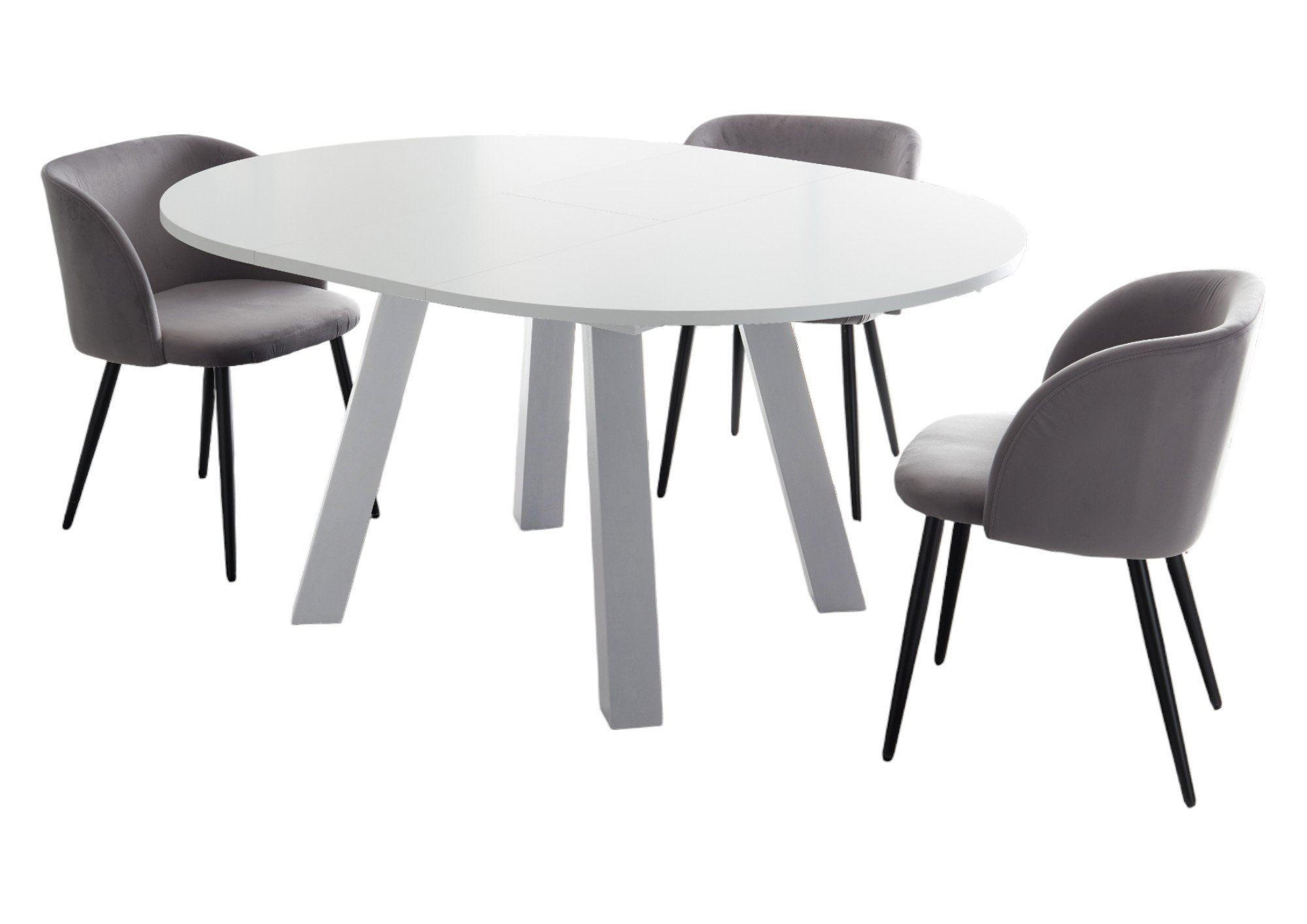 ESSTISCH Rund ausziehbar Edda 4 130 x 130 x 78 Küchentisch Weiß Matt Lack - Weiß, Holz (130/130/78cm) - 58aufmkessel