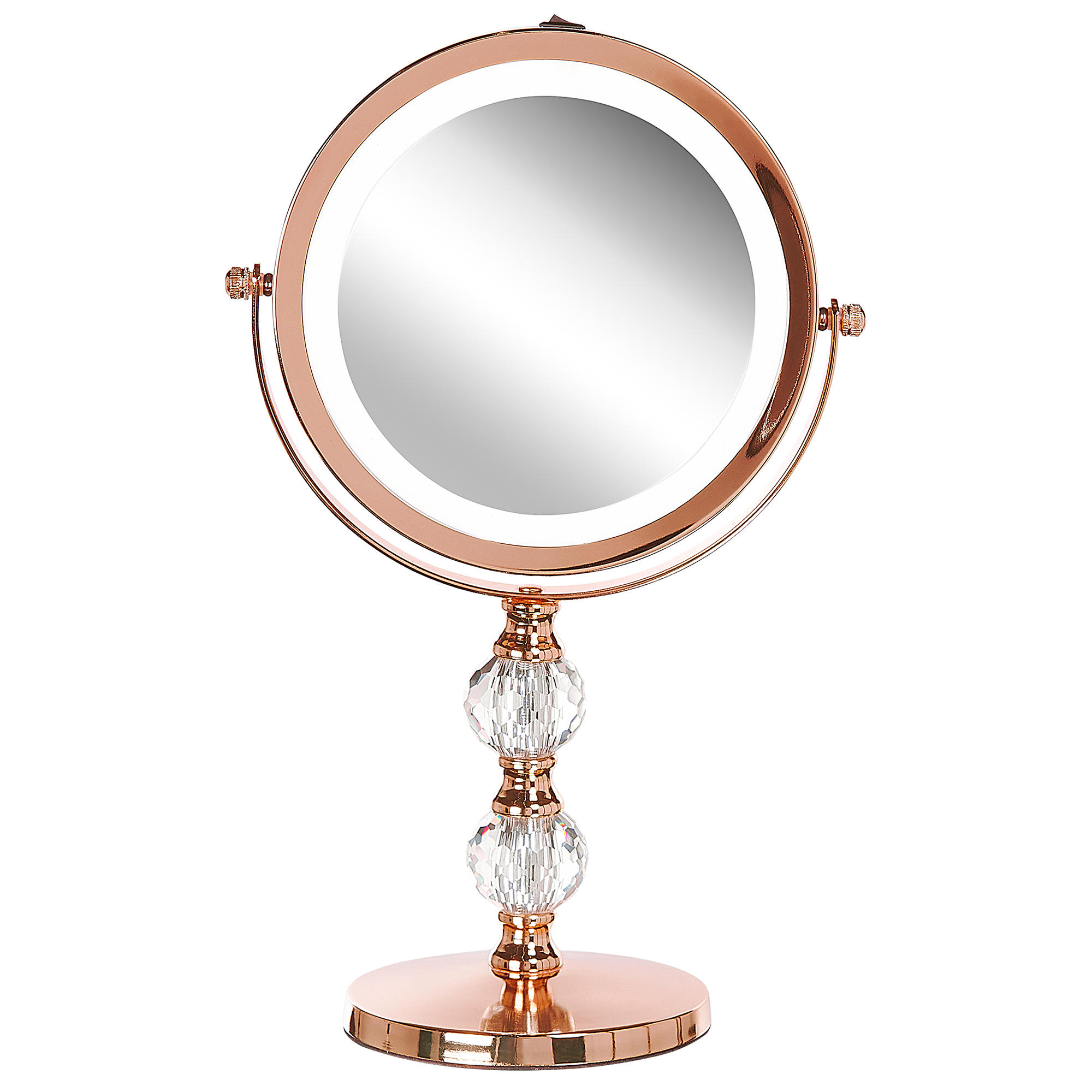 KOSMETIKSPIEGEL roségold mit LED-Beleuchtung 18 cm Claira - Roségold, Glas (18/34/13cm) - Beliani