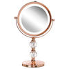 KOSMETIKSPIEGEL roségold mit LED-Beleuchtung 18 cm Claira - Roségold, Glas (18/34/13cm) - Beliani